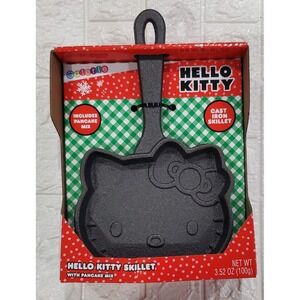 New Hello Kitty Pancake Mini Cast Iron Skillet Pan‎ Includes Pancake Mix